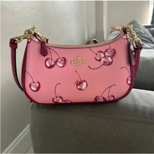 Coach Pink Cherry Print Shoulder Bag